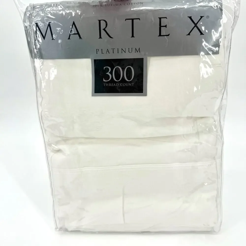 MARTEX 300 Thread Count 100% Supima Cotton Ivory Oversized QUEEN Flat Sheet